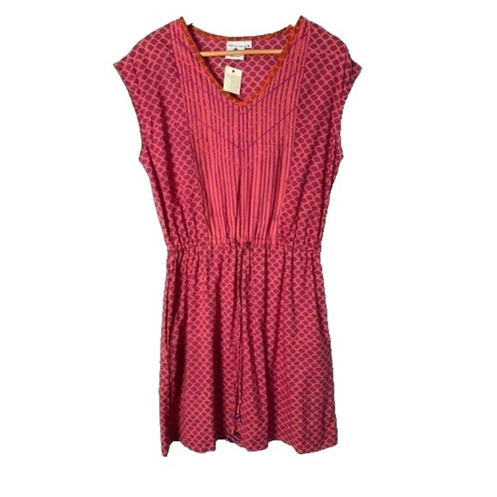 Pink Cotton Print Sundress Womens Medium Lightweight Beach Travel Resort Casual